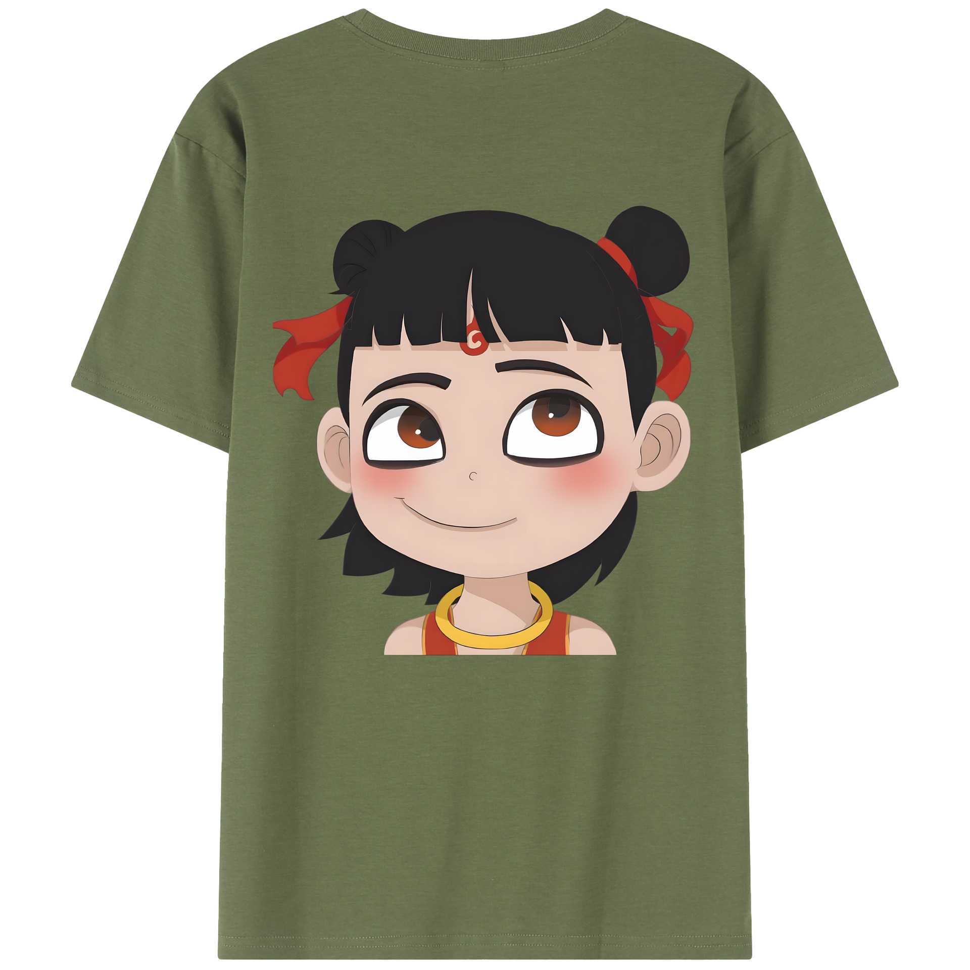 （画像用） Ne Zha 2 ナタ 魔童の大暴れ 綿100％半袖Tシャツ（背面プリント）